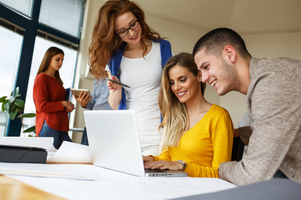 employees engaging with each other